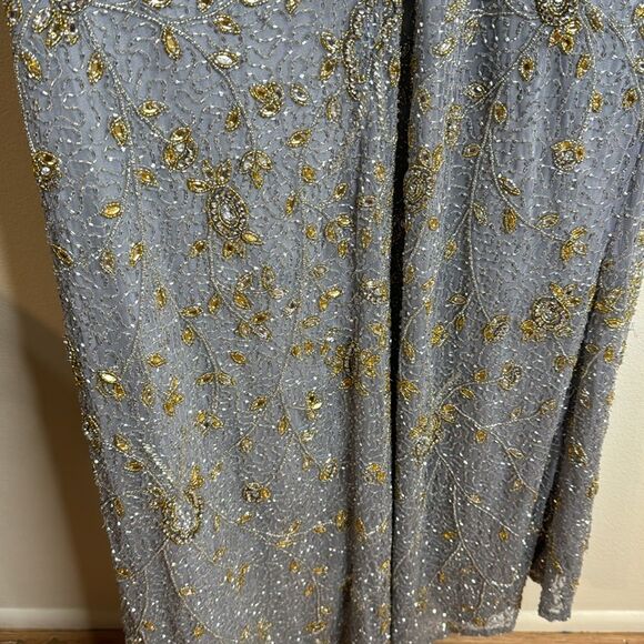 Mac Duggal 5308 Elegant platinum long-sleeved evening gown adorned beading 14 - Picture 11 of 14